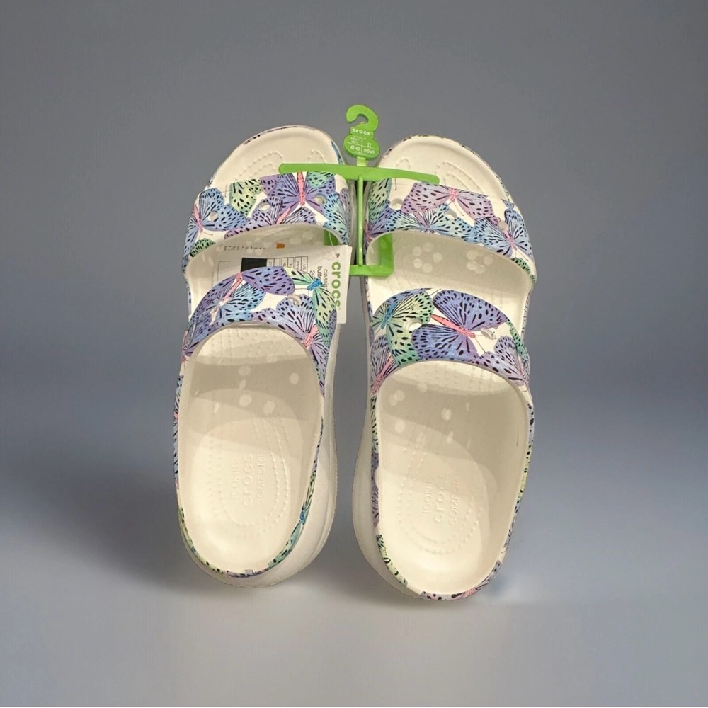 NEW ✨ CROCS Crush Platform white/Butterfly Sandals W11